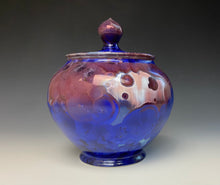 Load image into Gallery viewer, Crystalline Glazed Jar in Ruby and Blue