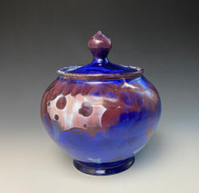 Load image into Gallery viewer, Crystalline Glazed Jar in Ruby and Blue
