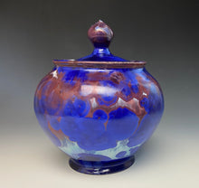 Load image into Gallery viewer, Crystalline Glazed Jar in Ruby and Blue
