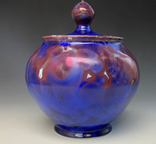 Load image into Gallery viewer, Crystalline Glazed Jar in Ruby and Blue