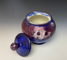Load image into Gallery viewer, Crystalline Glazed Jar in Ruby and Blue
