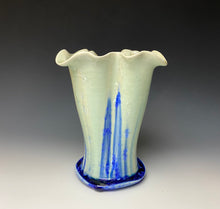 Load image into Gallery viewer, Blue and White Crystalline Petal Vase