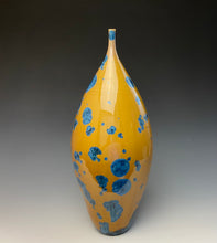 Load image into Gallery viewer, Blue and Yellow Crystalline Teardrop Vase
