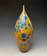 Load image into Gallery viewer, Blue and Yellow Crystalline Teardrop Vase