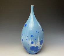 Load image into Gallery viewer, Blue and White Crystalline Glazed Teardrop Vase
