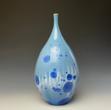 Load image into Gallery viewer, Blue and White Crystalline Glazed Teardrop Vase