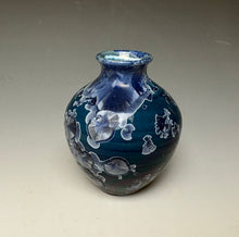 Load image into Gallery viewer, Crystalline Glazed Mini Vase in Atlantic Storm Blue
