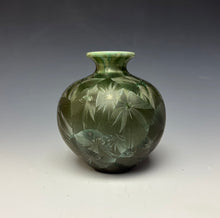 Load image into Gallery viewer, Green Galaxy Crystalline Glazed Mini Vase #2

