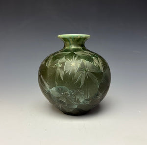 Green Galaxy Crystalline Glazed Mini Vase #2
