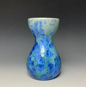 Teal Blue Crystalline Glazed Bulb Vase #2