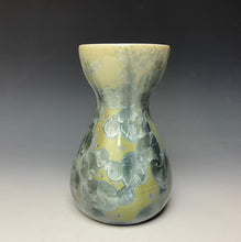 Load image into Gallery viewer, Olive and Denim Crystalline Glazed Bulb Vase
