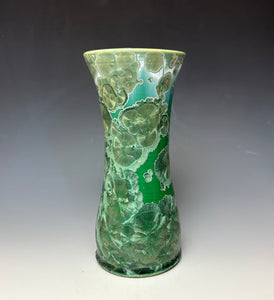 Emerald Green & Silver Crystalline Glazed Vase