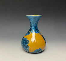 Load image into Gallery viewer, Blue and Orange Crystalline Mini Vase
