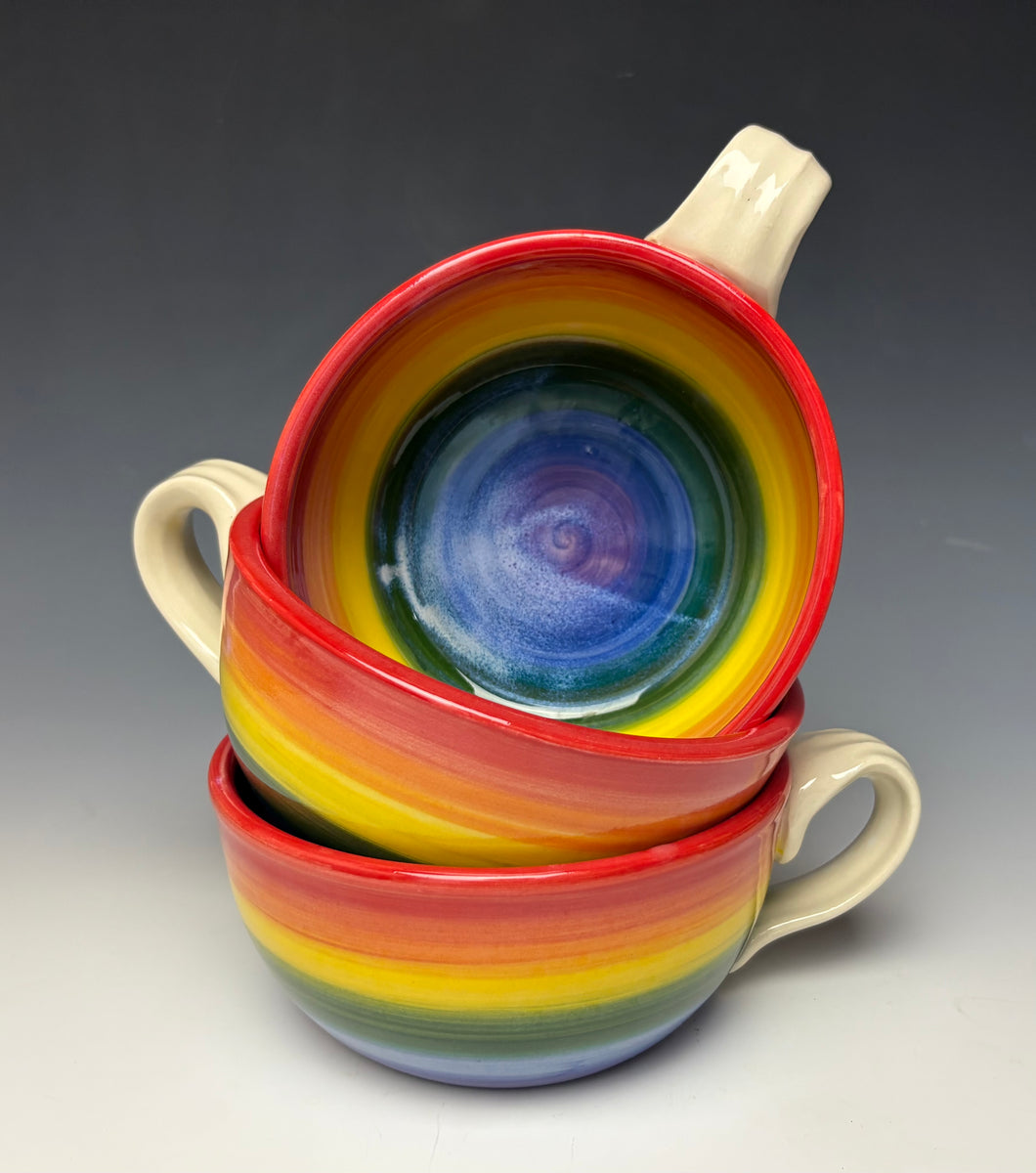 Rainbow Soup Mug - Red Rim