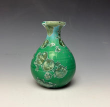 Load image into Gallery viewer, Emerald Green &amp; Silver Crystalline Glazed Mini Vase
