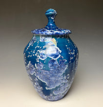 Load image into Gallery viewer, Blue and Silver Crystalline Glazed Jar

