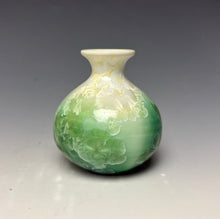 Load image into Gallery viewer, Crystalline Mini Vase in Ivory and Green

