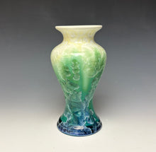 Load image into Gallery viewer, Crystalline Vase in Ivory, Green and Blue
