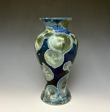 Load image into Gallery viewer, Deep Marine Blue Galaxy Crystalline Glazed Vase
