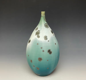 Wintergreen Crystalline Glazed Teardrop Vase