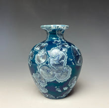 Load image into Gallery viewer, Crystalline Glazed Mini Vase in Atlantic Storm Blue
