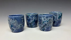 Atlantic Storm Blue Crystalline Sake Cup
