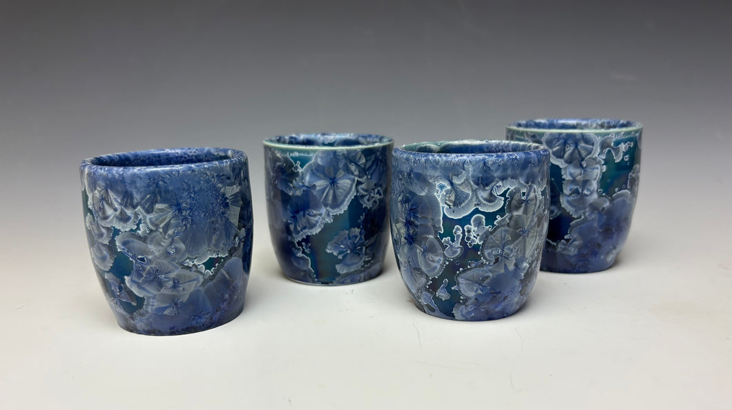 Atlantic Storm Blue Crystalline Sake Cup
