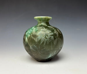 Green Galaxy Crystalline Glazed Mini Vase #2