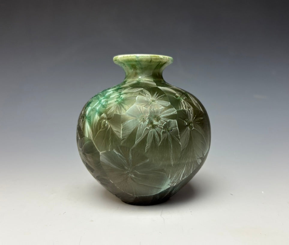 Green Galaxy Crystalline Glazed Mini Vase #2