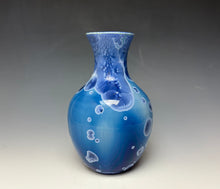 Load image into Gallery viewer, Crystalline Glazed Vase in Atlantic Storm Blue
