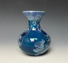 Load image into Gallery viewer, Crystalline Glazed Mini Vase in Atlantic Storm Blue 2
