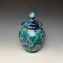 Load image into Gallery viewer, Deep Aqua Crystalline Glazed Jar
