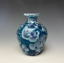 Load image into Gallery viewer, Crystalline Glazed Mini Vase in Atlantic Storm Blue
