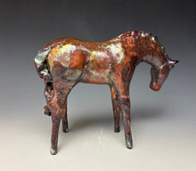 Load image into Gallery viewer, Copper Rainbow Satin Raku Horse 876
