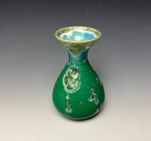 Load image into Gallery viewer, Emerald Green &amp; Silver Crystalline Glazed Mini Vase #2

