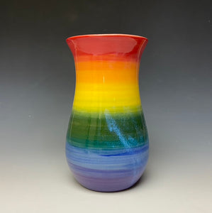 Rainbow Curvy Vase - Red Top