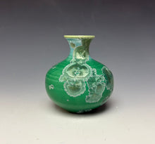 Load image into Gallery viewer, Emerald Green &amp; Silver Crystalline Glazed Mini Vase 2
