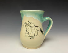 Load image into Gallery viewer, Galloping Horse &amp; Rider Mug - Seafoam Green
