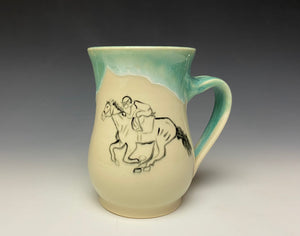 Galloping Horse & Rider Mug - Seafoam Green