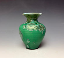 Load image into Gallery viewer, Emerald Green &amp; Silver Crystalline Glazed Mini Vase #2
