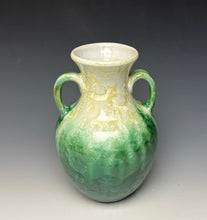 Load image into Gallery viewer, Ivoy and Emerald Crystalline Glazed Amphora
