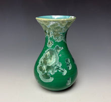 Load image into Gallery viewer, Emerald Green &amp; Silver Crystalline Glazed Mini Vase
