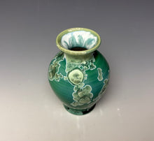 Load image into Gallery viewer, Emerald Green &amp; Silver Crystalline Glazed Mini Vase
