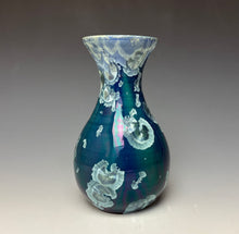 Load image into Gallery viewer, Deep Aqua Crystalline Glazed Mini Vase
