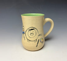 Load image into Gallery viewer, Artist Pig Mug- Light Green
