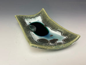 Crystalline Tray in Green and Silver #4