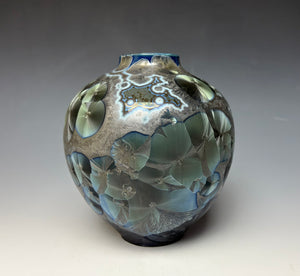 Cobalt Galaxy Crystalline Glazed Vase