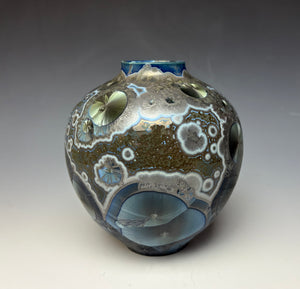 Cobalt Galaxy Crystalline Glazed Vase