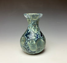 Load image into Gallery viewer, Deep Ocean Blue and Silver Crystalline Mini Vase 3
