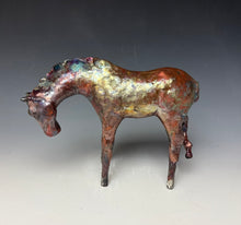Load image into Gallery viewer, Copper Rainbow Satin Raku Horse 876
